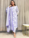 Tharuni Lavender White Organza Schiffli Lace Suit Set