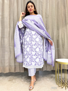 Tharuni Lavender White Organza Schiffli Lace Suit Set