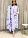 Tharuni Lavender White Organza Schiffli Lace Suit Set