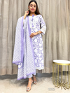 Tharuni Lavender White Organza Schiffli Lace Suit Set