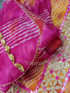 Tarangini Vibrant Pink and Orange Lehriya Kota Doria Gota Patti Set