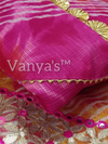 Tarangini Vibrant Pink and Orange Lehriya Kota Doria Gota Patti Set