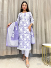 Tharuni Lavender White Organza Schiffli Lace Suit Set