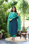 Folk Teal Tranquility Handloom Suits Set