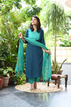 Folk Teal Tranquility Handloom Suits Set