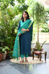 Folk Teal Tranquility Handloom Suits Set