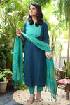 Folk Teal Tranquility Handloom Suits Set