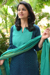 Folk Teal Tranquility Handloom Suits Set