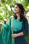 Folk Teal Tranquility Handloom Suits Set