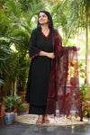 Anika Black Handloom Set Chanderi Dupatta