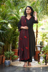 Anika Black Handloom Set Chanderi Dupatta