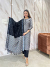 Gauri Grey Ikkat Kurta Suit Set