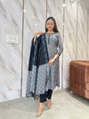 Gauri Grey Ikkat Kurta Suit Set