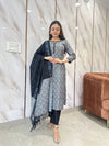 Gauri Grey Ikkat Kurta Suit Set