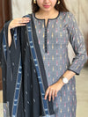 Gauri Grey Ikkat Kurta Suit Set