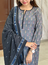 Gauri Grey Ikkat Kurta Suit Set