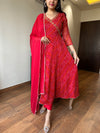 Mahek Red Full-Flared Chiffon Anarkali with Zardozi Handwork