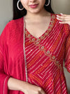 Mahek Red Full-Flared Chiffon Anarkali with Zardozi Handwork