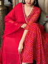 Mahek Red Full-Flared Chiffon Anarkali with Zardozi Handwork