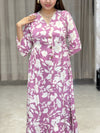 Naysha Mauve Floral Print Cotton Gown