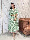 Naysha Green Floral Print Cotton Gown