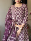 Saanchi Purple Printed Ethnic Suit