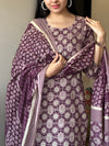 Saanchi Purple Printed Ethnic Suit