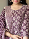 Saanchi Purple Printed Ethnic Suit