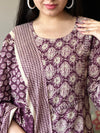 Saanchi Purple Printed Ethnic Suit