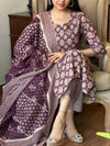 Saanchi Purple Printed Ethnic Suit